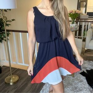 Sweet Storm Sleeveless Elastic Waist Black Flowy Lined Short Round Neck Dress L